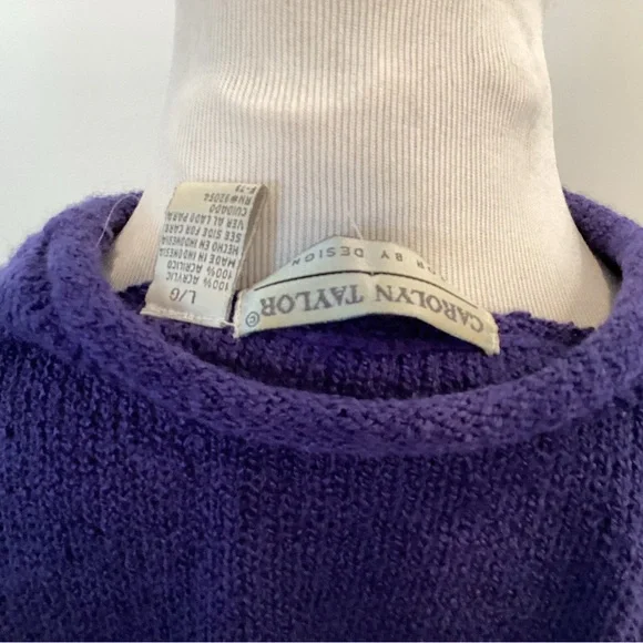 Vintage Carolyn Taylor Women's Turtleneck Sweater in Deep Purple - Picture 10 of 10